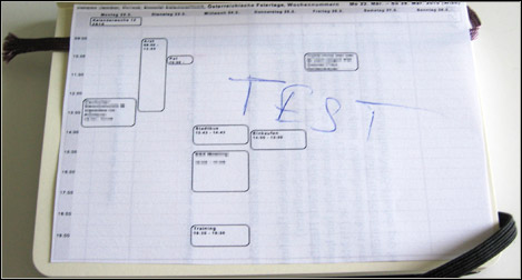 Kalender im Notizbuch